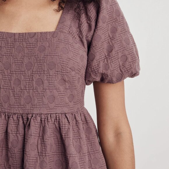 Madewell Floral Quilted Puff-Sleeve Mini Babydoll Dress - S - Picture 4 of 5